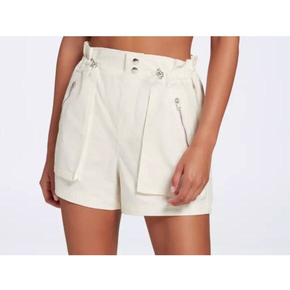 CALIA Unbleached Cream Woven Paperbag Shorts High-Rise Womens Size XL - Picture 3 of 9